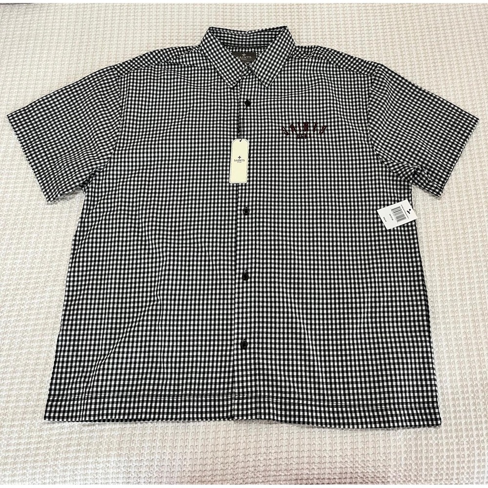 SAINTS STUDIO  Black & White Gingham Button Up Short Sleeve Shirt Men's 2XL NWT
